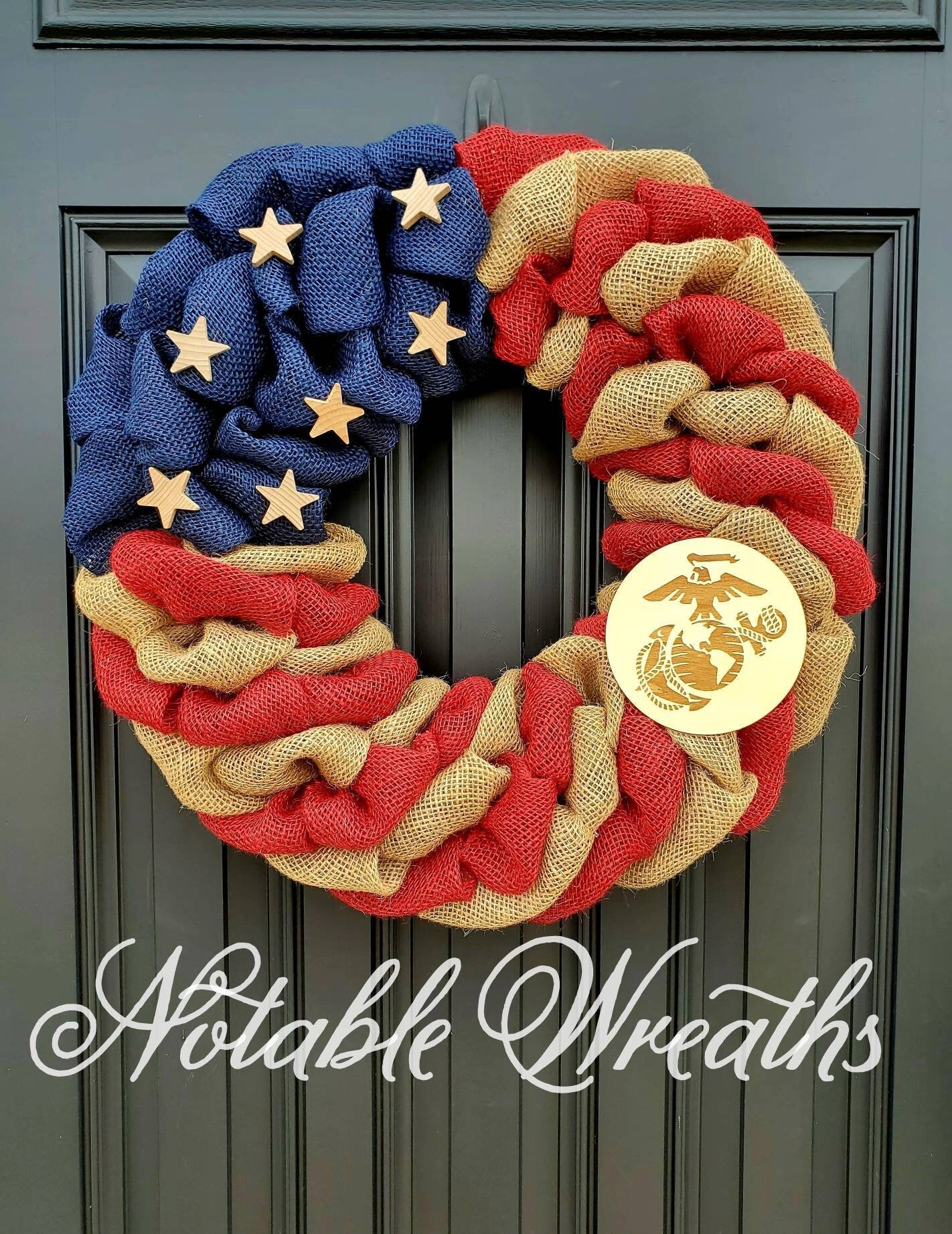 Rustic U.S. Coast Guard deployment wreath, patriotic military wreath, flag wreath, Veterans day wreath, memorial day wreath, burlap wreath