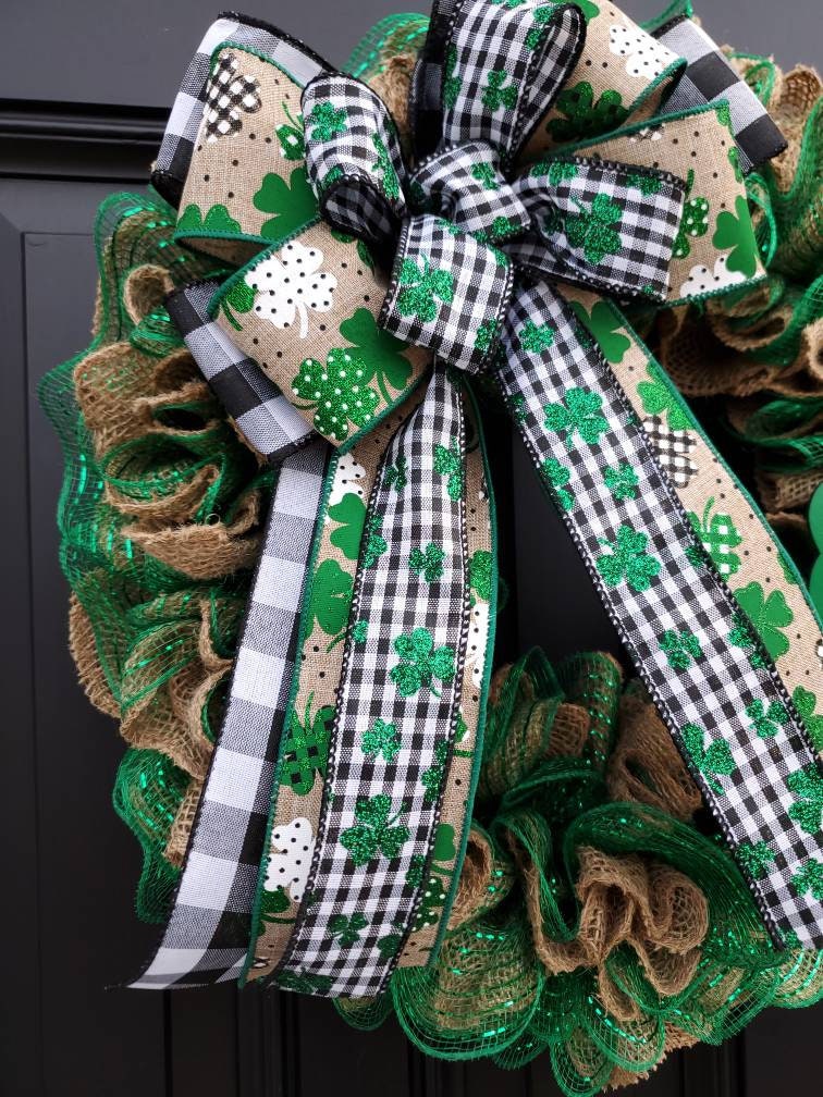 St. Patrick's day burlap wreath, Rae Dunn inspired, green burlap wreath, burlap ruffle wreath, St. Patrick's day wreath for front door