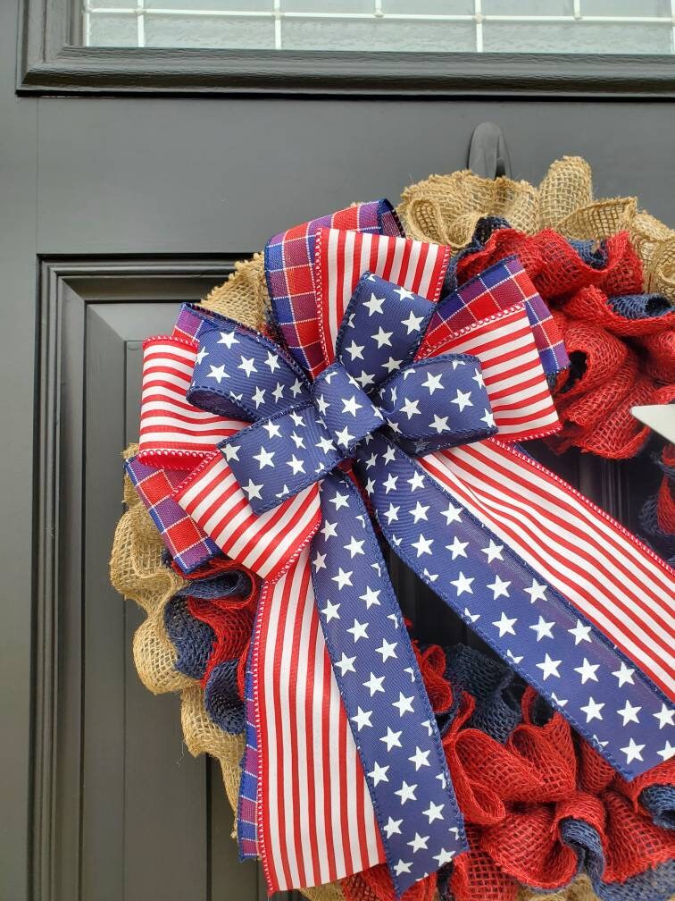 Patriotic wreath for front door, Rae Dunn inspired, Fourth of July wreath for front door, Patriotic wreath, Americana wreath