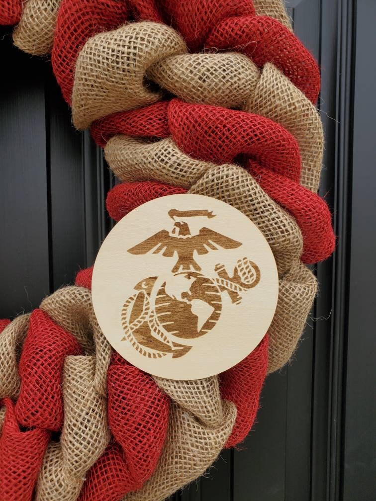 Rustic Marine Corps deployment wreath, patriotic military wreath, flag wreath, Veterans day wreath, memorial day wreath, burlap wreath