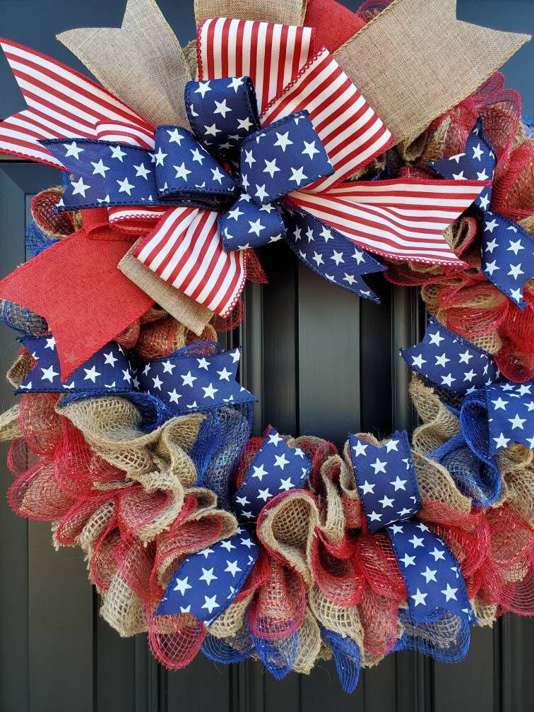 Patriotic wreath for front door, Fourth of July wreath for front door, Patriotic wreath, Americana wreath, American flag wreath, double door