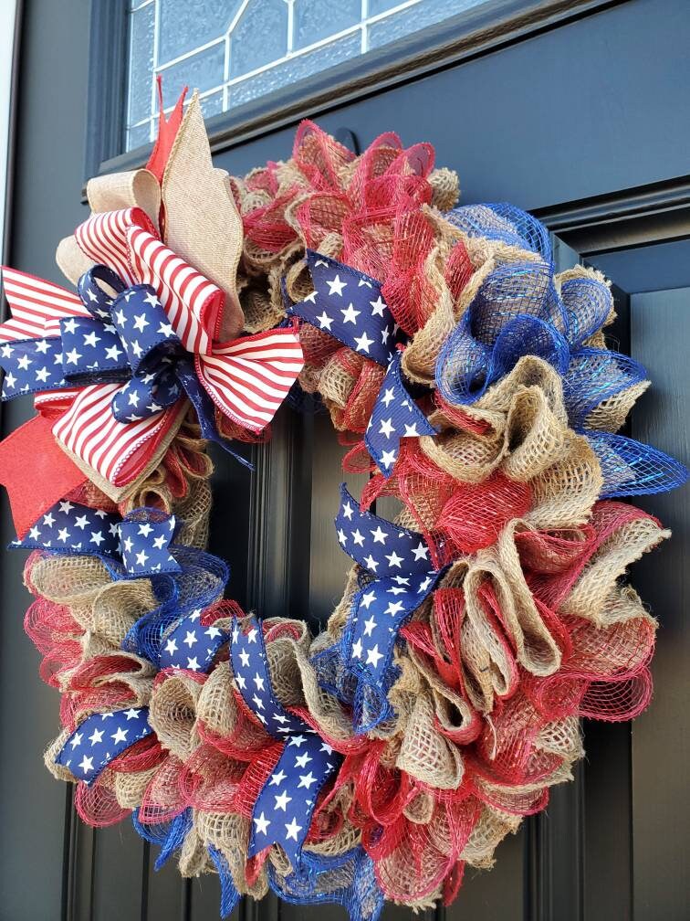 Patriotic wreath for front door, Fourth of July wreath for front door, Patriotic wreath, Americana wreath, American flag wreath, double door