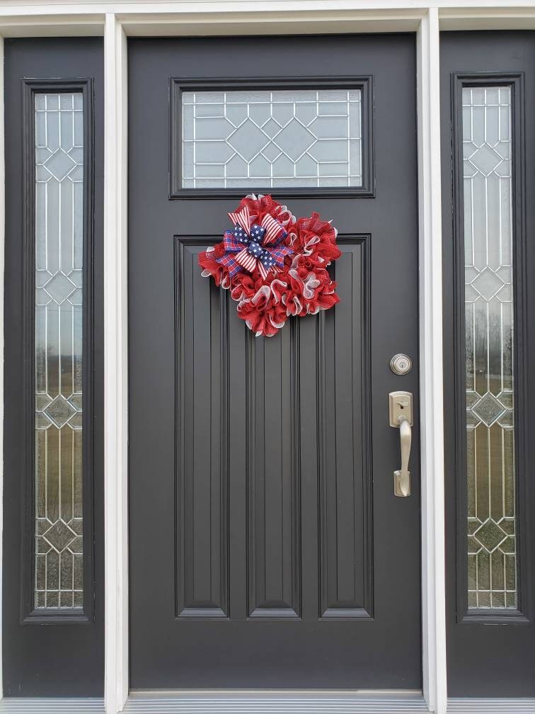 Patriotic star wreath for front door, small patriotic wreath for entryway, Fourth of July wreath, independence day wreat