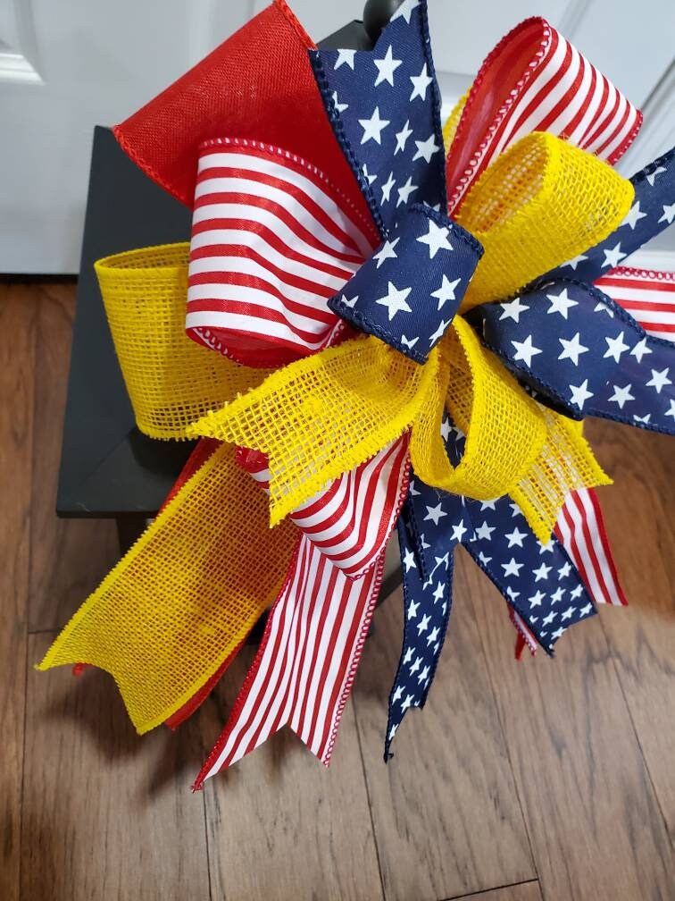 Deployment bow, Deployment ribbon, patriotic bow, yellow support our troops bow, deployment gifts