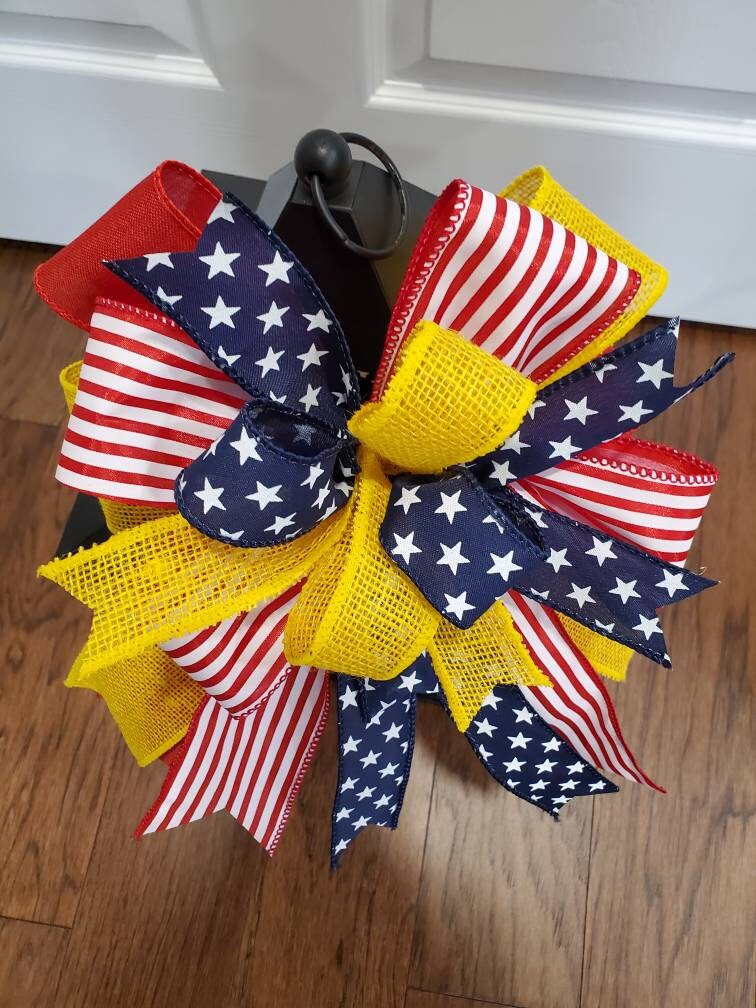 Deployment bow, Deployment ribbon, patriotic bow, yellow support our troops bow, deployment gifts