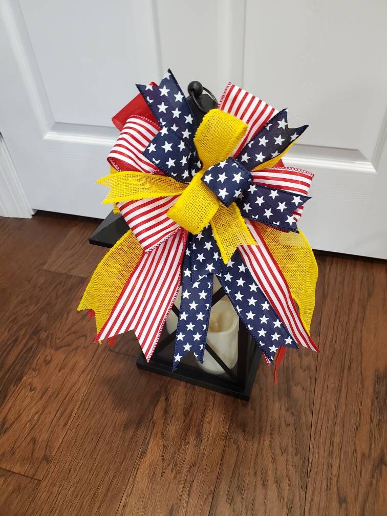 Deployment bow, Deployment ribbon, patriotic bow, yellow support our troops bow, deployment gifts