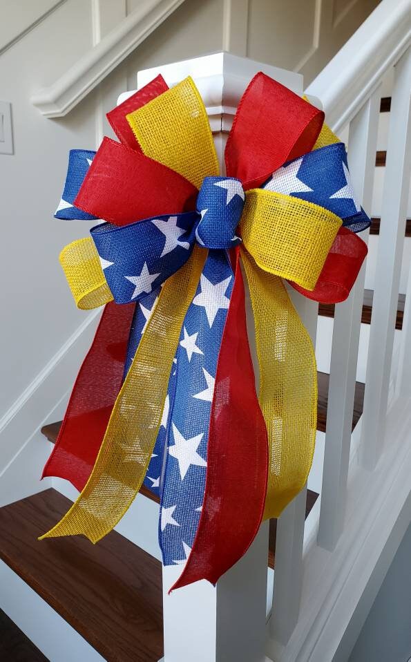 Deployment bow, Deployment ribbon, patriotic bow, yellow support our troops bow, deployment gifts