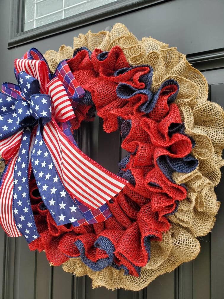 Patriotic wreath for front door, Fourth of July wreath for front door, Patriotic wreath, Americana wreath, American flag wreath, double door