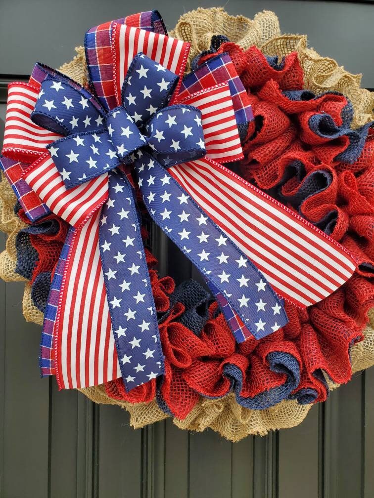 Patriotic wreath for front door, Fourth of July wreath for front door, Patriotic wreath, Americana wreath, American flag wreath, double door