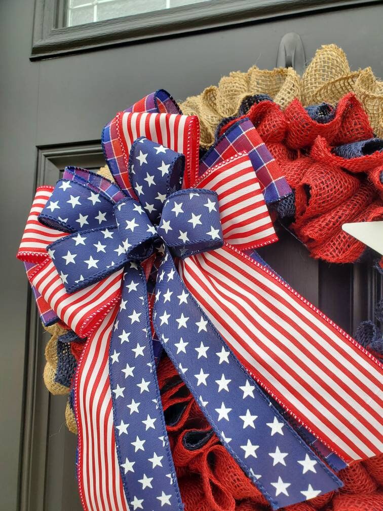 Patriotic wreath for front door, Rae Dunn inspired, Fourth of July wreath for front door, Patriotic wreath, Americana wreath