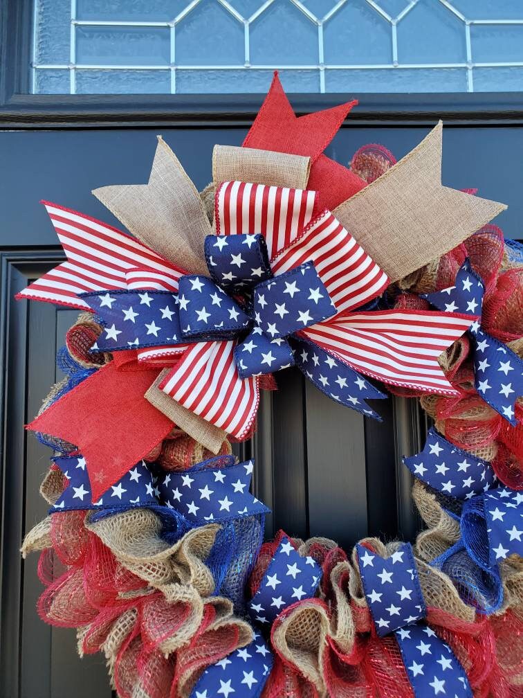 Patriotic wreath for front door, Fourth of July wreath for front door, Patriotic wreath, Americana wreath, American flag wreath, double door