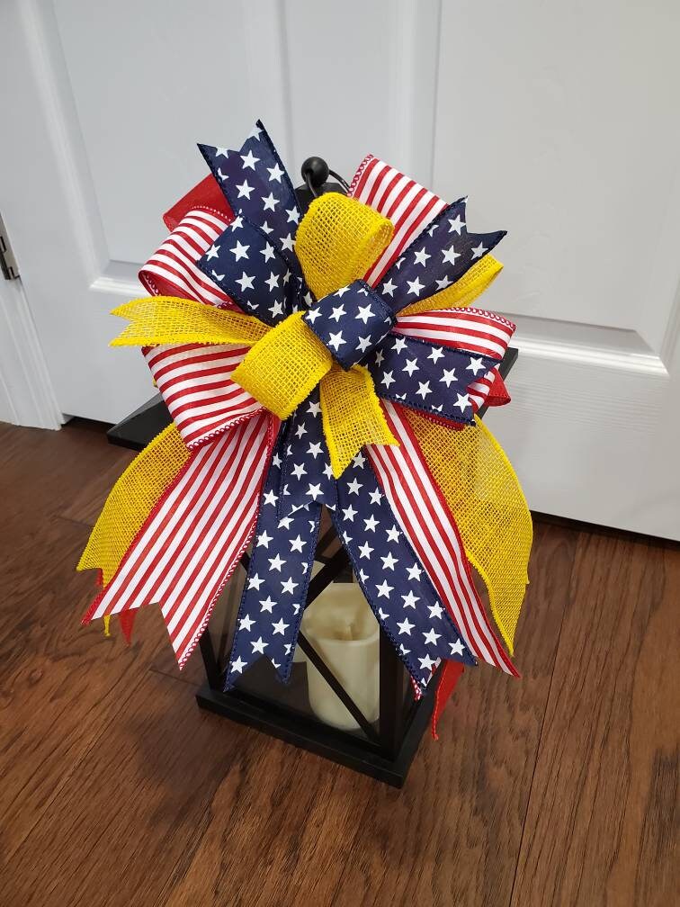 Deployment bow, Deployment ribbon, patriotic bow, yellow support our troops bow, deployment gifts