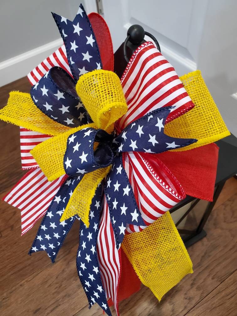 Deployment bow, Deployment ribbon, patriotic bow, yellow support our troops bow, deployment gifts