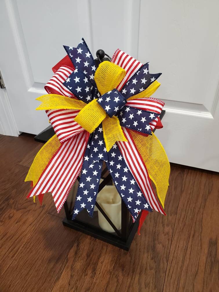 Deployment bow, Deployment ribbon, patriotic bow, yellow support our troops bow, deployment gifts