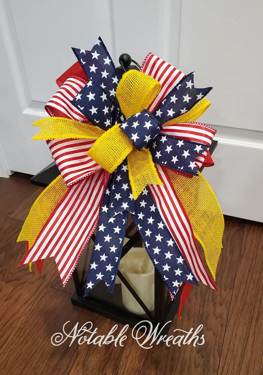 Deployment bow, Deployment ribbon, patriotic bow, yellow support our troops bow, deployment gifts