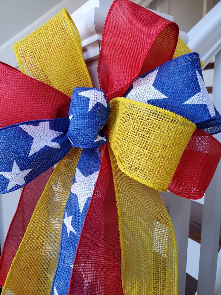 Deployment bow, Deployment ribbon, patriotic bow, yellow support our troops bow, deployment gifts