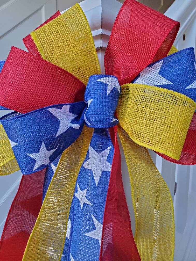 Deployment bow, Deployment ribbon, patriotic bow, yellow support our troops bow, deployment gifts