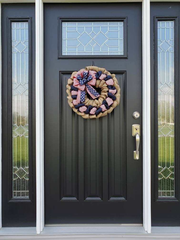 Patriotic American flag wreath, Fourth of July wreath for front door, Patriotic wreath, Americana wreath