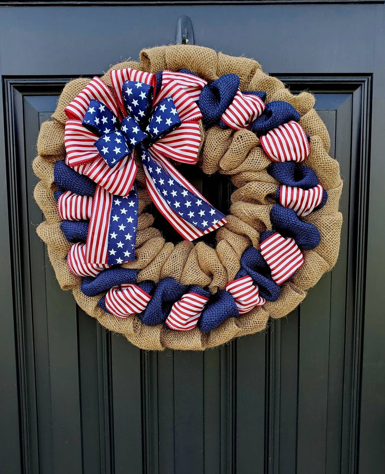 Patriotic American flag wreath, Fourth of July wreath for front door, Patriotic wreath, Americana wreath