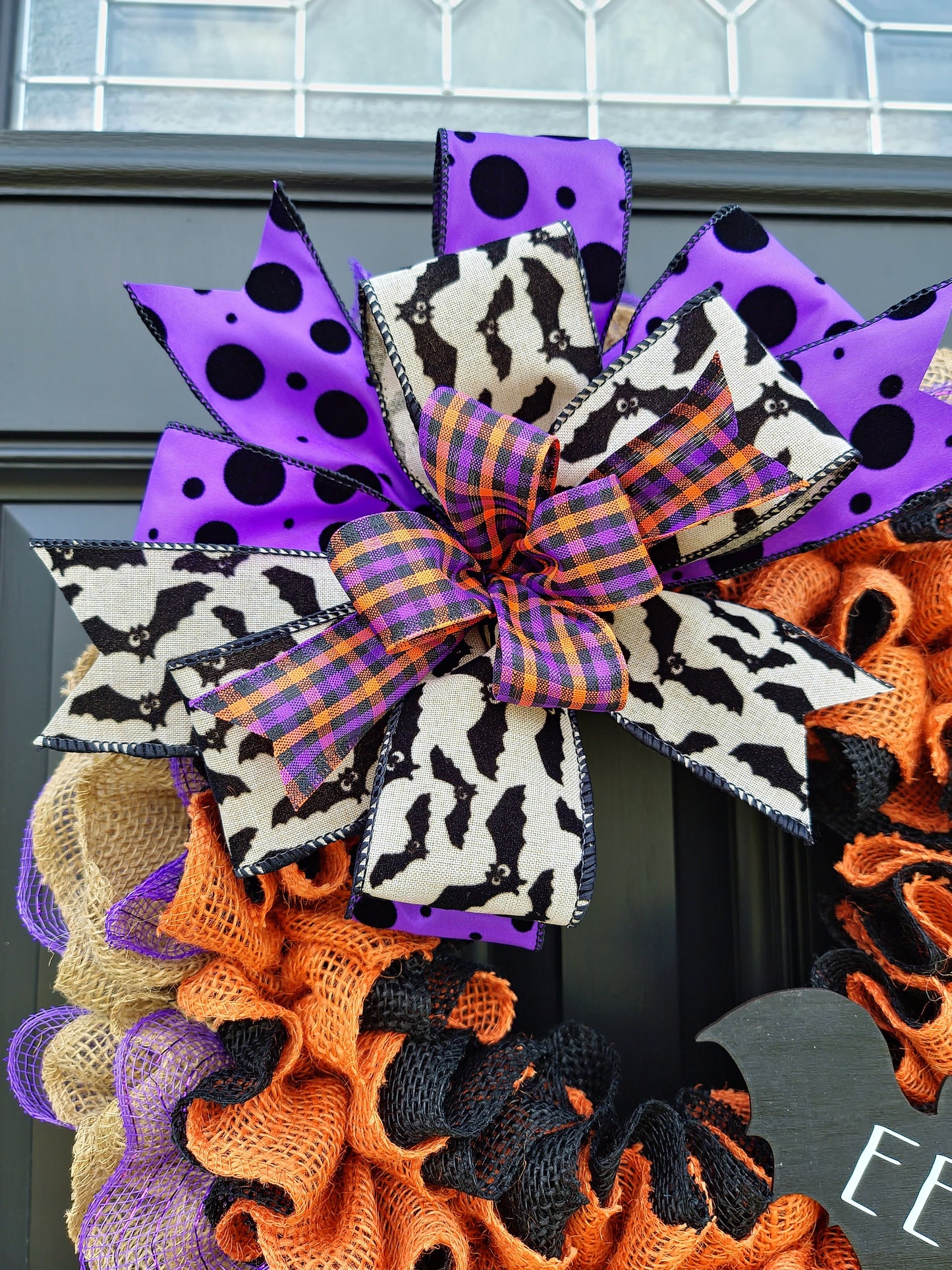 Rustic Halloween bat wreath for front door, Rae Dunn inspired EEK wreath, Halloween bat decor, EEK decor, purple wreath