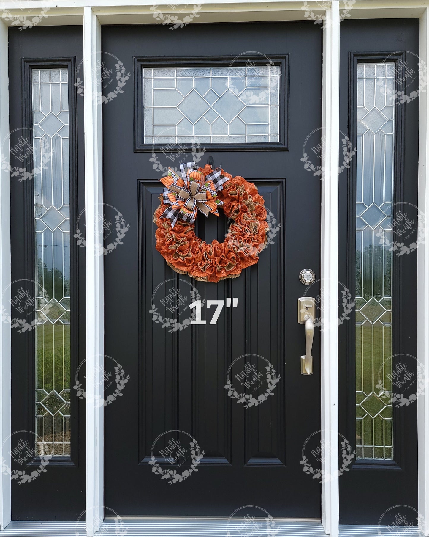 Fall wreath for front door, autumn wreath, buffalo check wreath for fall, pumpkin wreath for fall, burnt orange burlap wreath