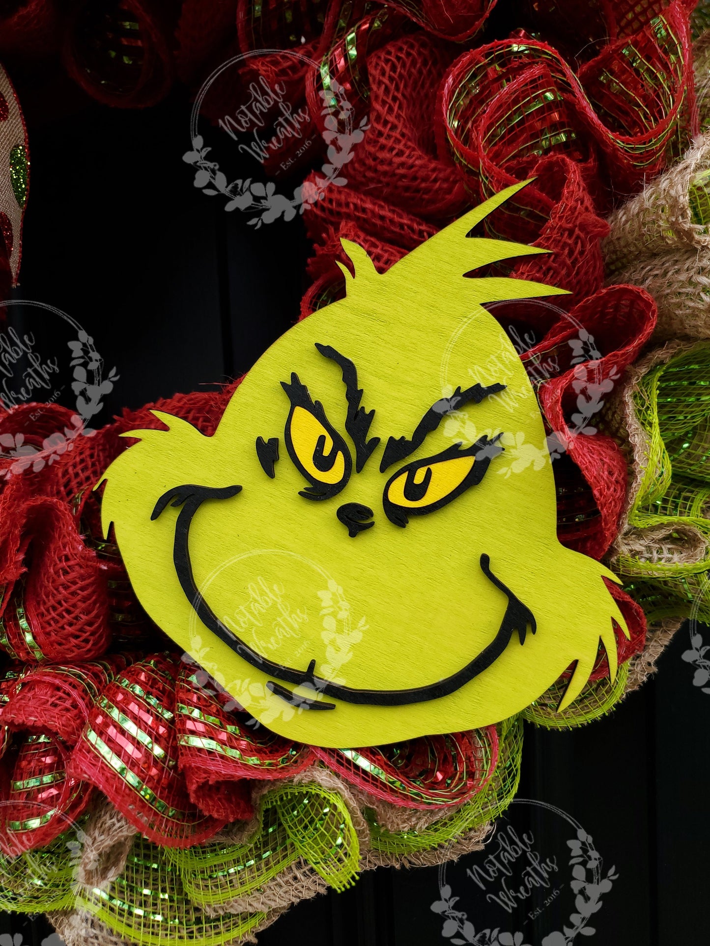 Grinch Christmas wreath, Grinch decor, Grinch Christmas decor, red and green grinch wreath